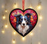 Border Collie Longhaired Stained Glass Effect Heart Suncatcher